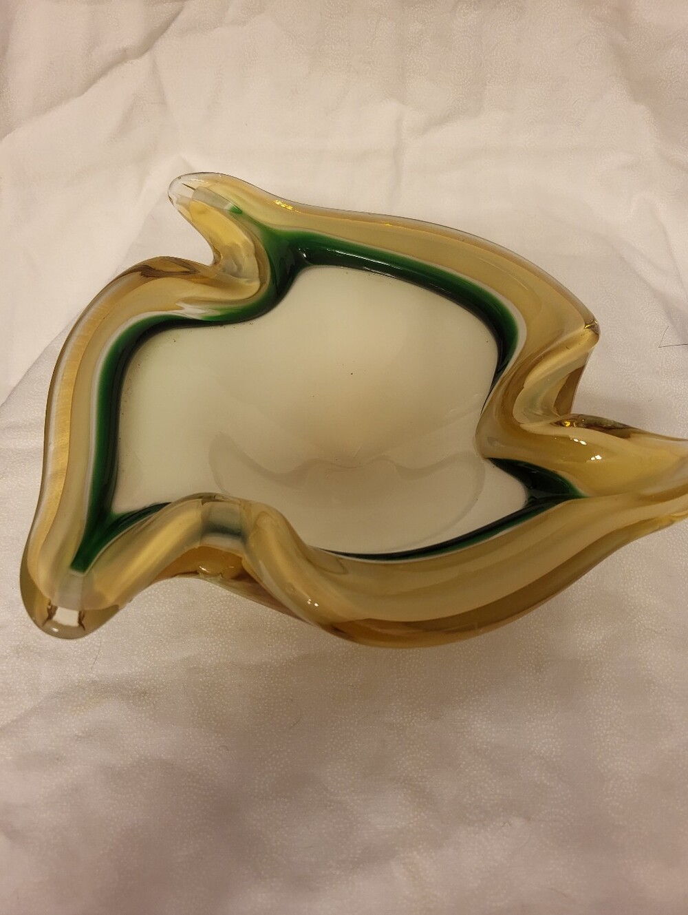 Fratelli Taso 2.5x10x9 1960s Murano Yellow And Green Mid Century Art Bowl